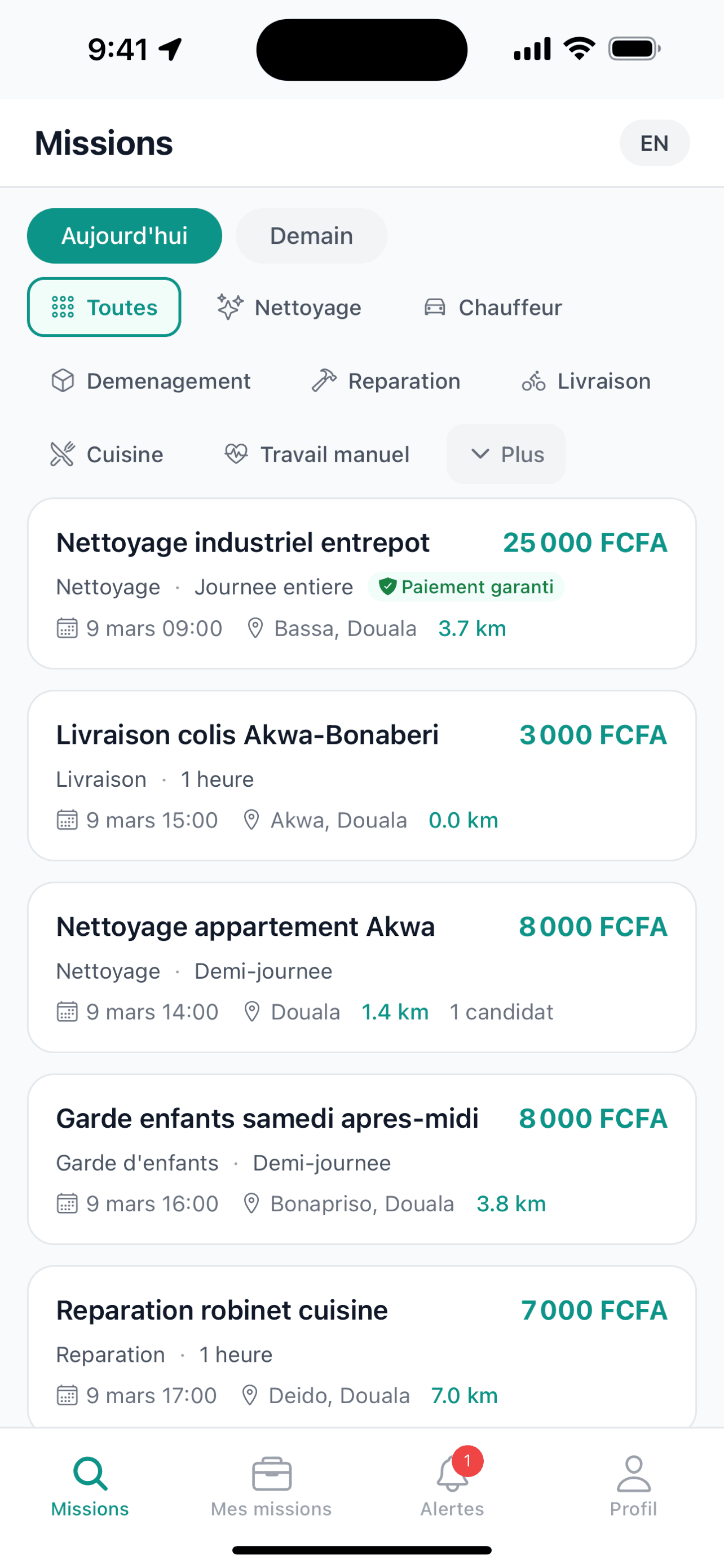 SangoServices app — browse nearby jobs